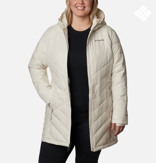 Women's Columbia Heavenly Long Hooded Jackets Cream | Plus Size CA-T8L5C